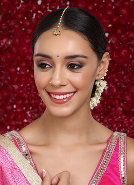 Green Gold Plated Kundan Studded With Pearl Work Maangtikka