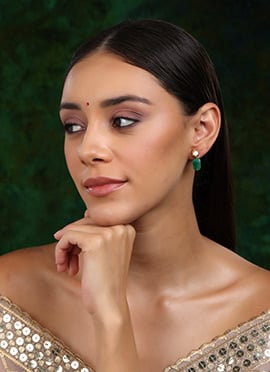 Green Gold Plated With Kundan And Pearl Work Studs