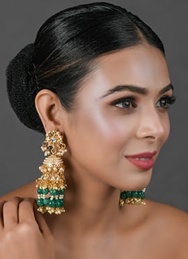 Green Jhumka Earrings