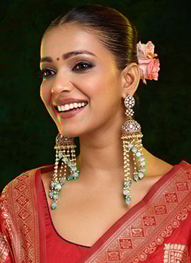 Green Kundan And Stone Work Jhumka