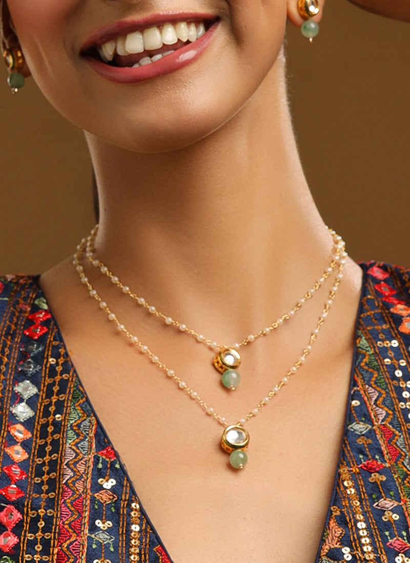 Green Kundan Beaded Necklace