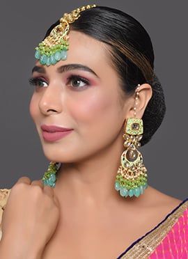 Green Kundan Drop Earrings