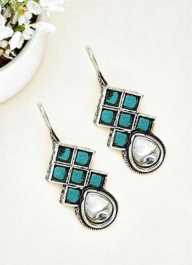 Green Kundan Drops Festive Wear