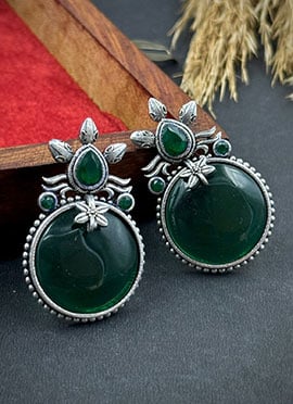 Green Kundan Drops