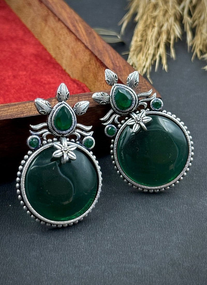 Green Kundan Drops Festive Wear