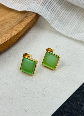 Green Kundan Embellished Studs