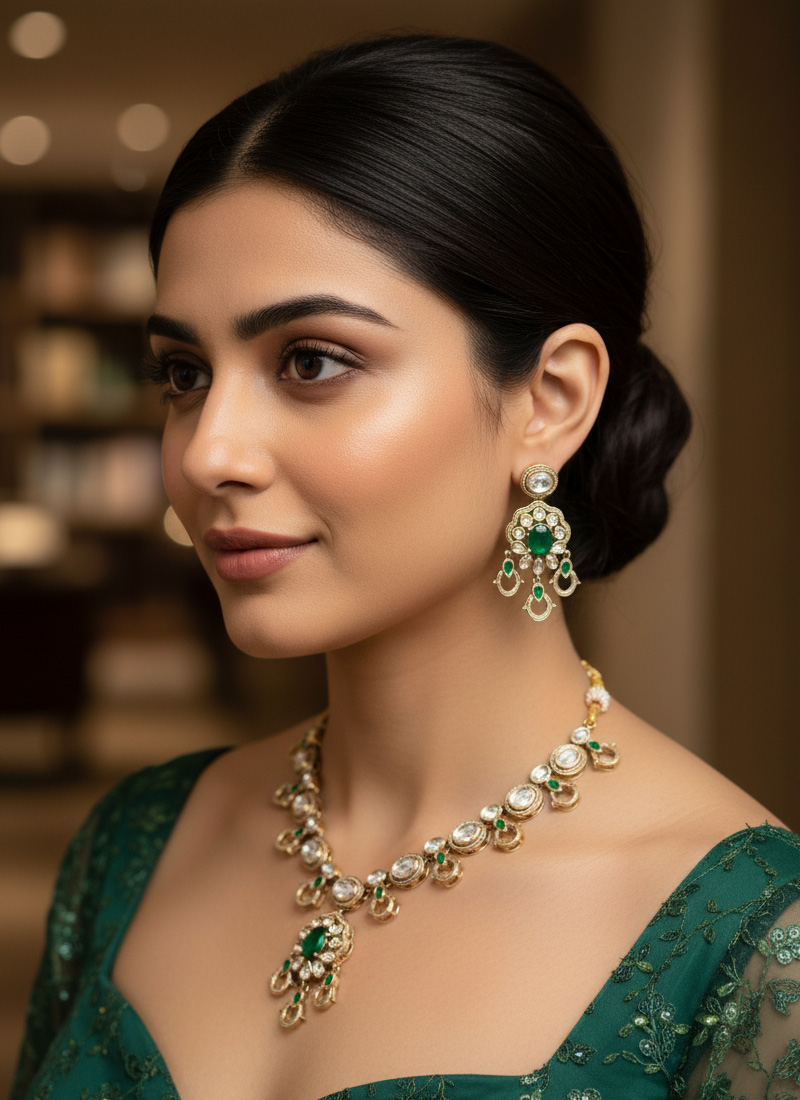 Green Kundan Necklace Set