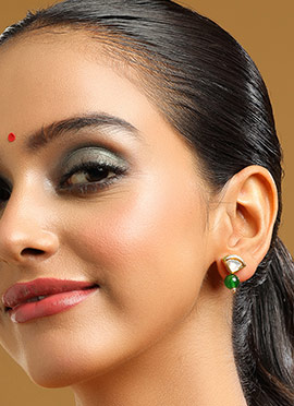 Green Kundan Pearl Drops