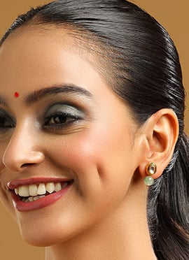 Green Kundan Pearl Drops