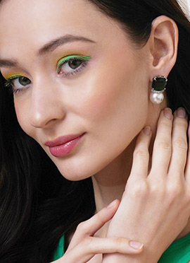 Green Kundan Stones And Moti Drops