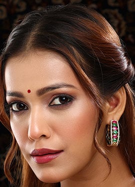 Green Kundan Stones Hoops