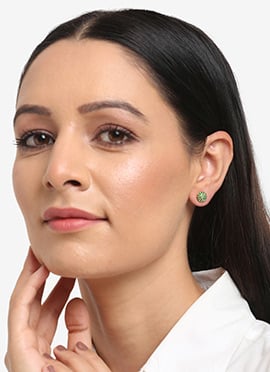 Green Kundan Studs