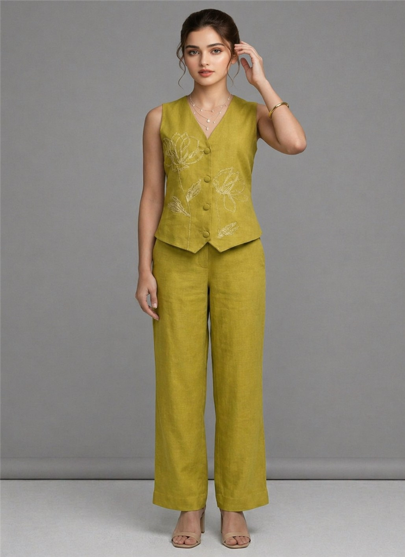 Green Lotus Whisper Cotton Co ord Set After Six Wear