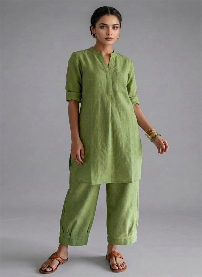 Green Meadow Drift Cotton Co Ord Set After Six Wear
