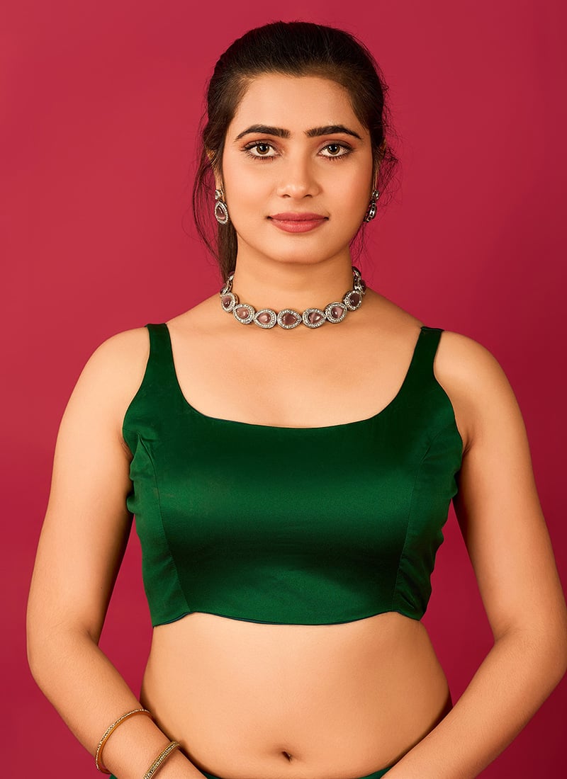 Green Modal Satin Padded Blouse