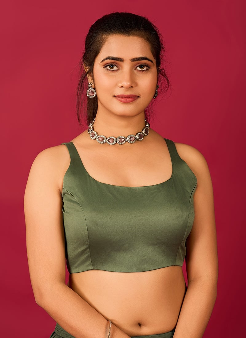 Green Modal Satin Padded Blouse