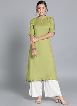 Green Modal Collar Neck Kurti