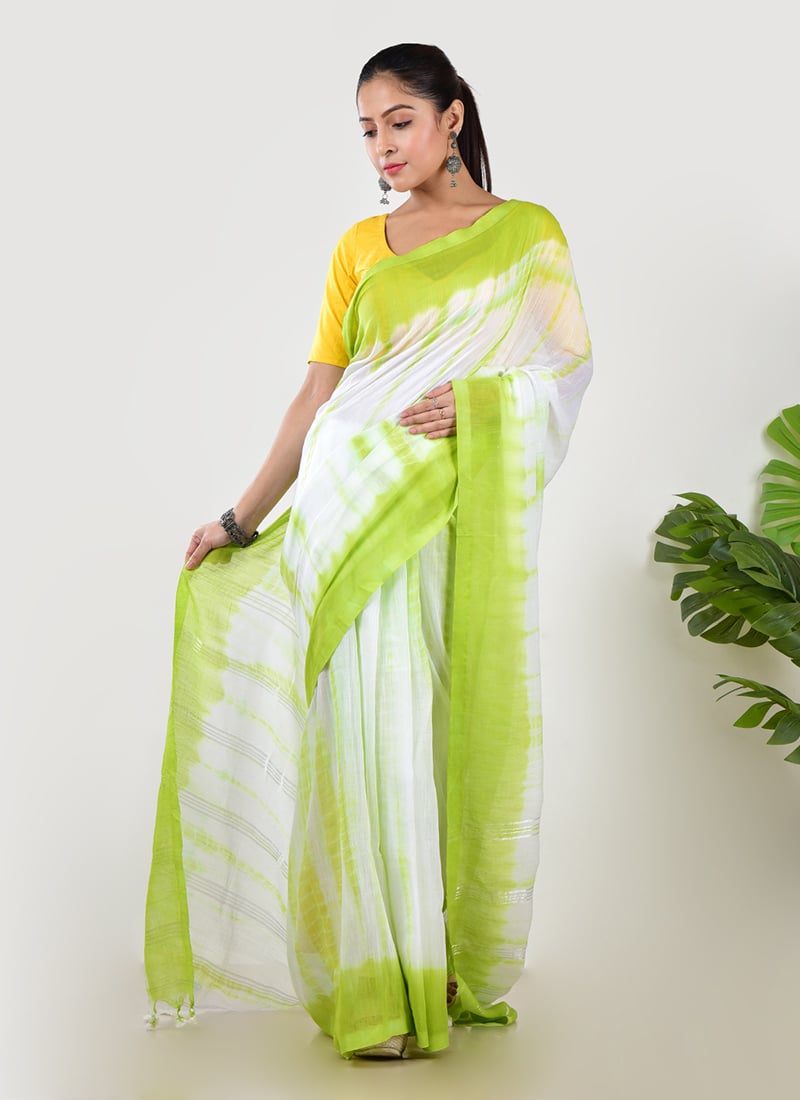 Green Mul Cotton Tie N Dye Saree