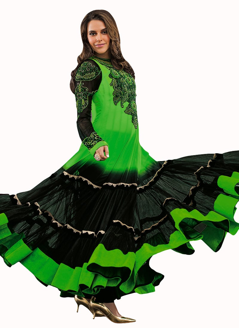 Green N Black Georgette Anarkali Suit