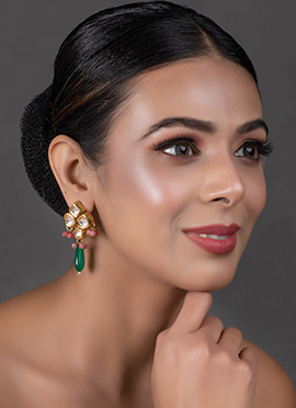 Green N Pink Drop Earrings