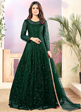 dark green anarkali