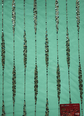 Green Net Sequins Fabric