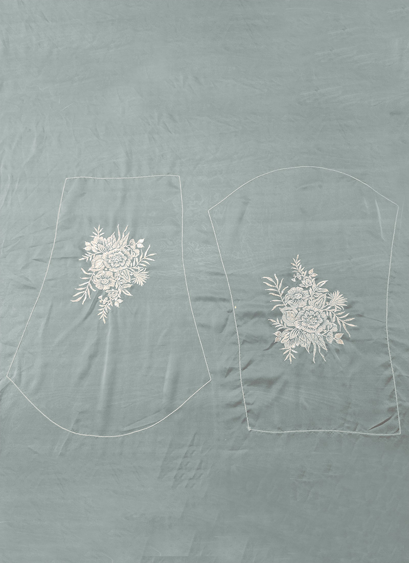 Green Organza Embroidered Fabric
