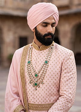 Green Pearl Leaf Stone Mens Mala