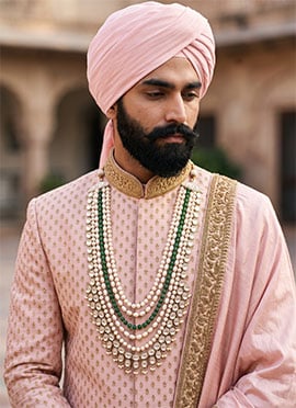 Green Pearl Stone Cascade Mens Mala