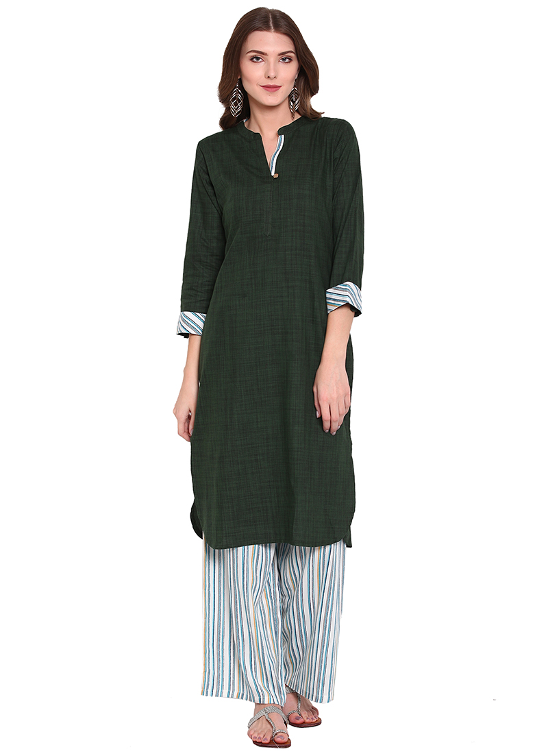 Buy Green Printed Kurta Palazzo Set After Six Wear, Printed, kurta palazzo set Online Shopping