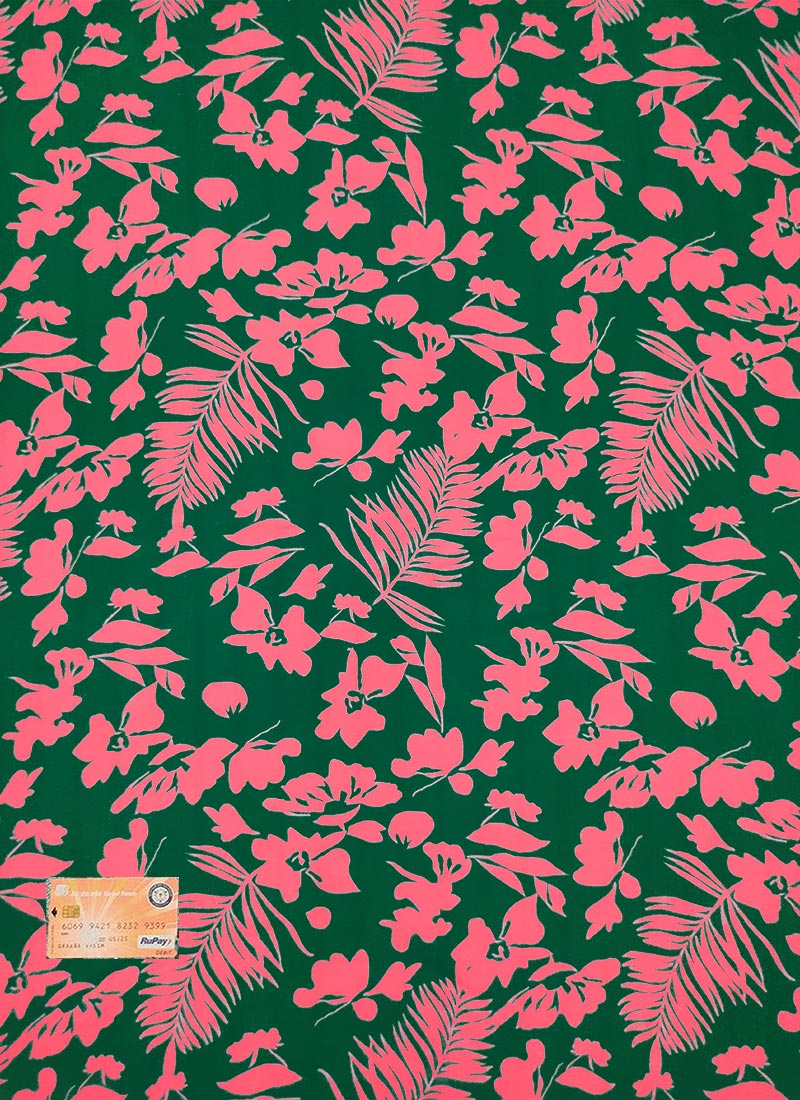 Green Pure Crepe Digital Print Fabric