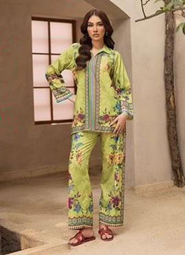 Green Rayon Digital Print Indowestern Co ord Set