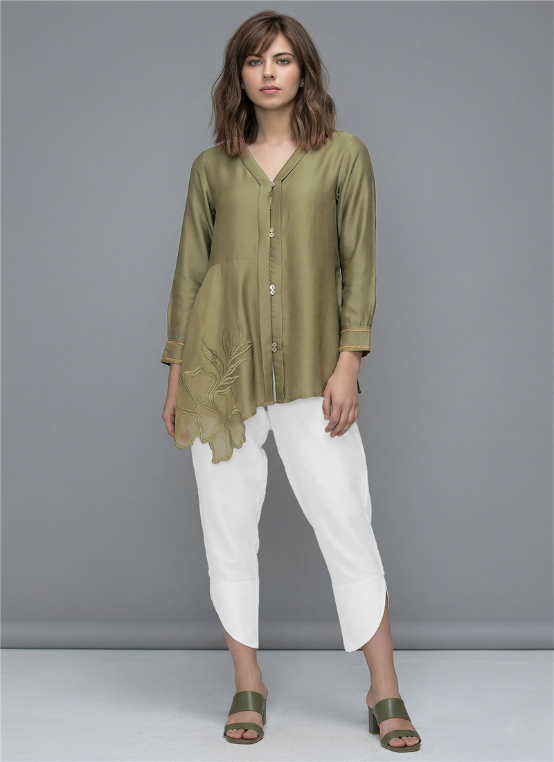 Green Rayon Satin Co Ord Set After Six Wear