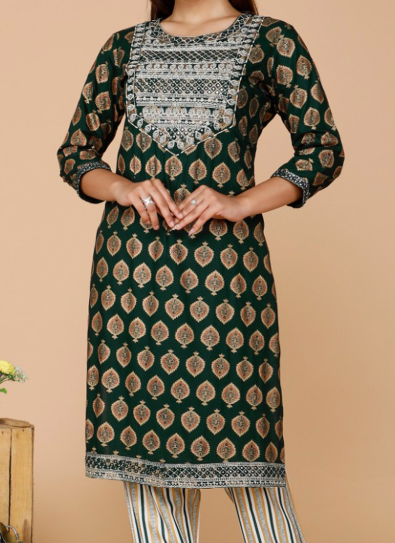 Zari Work In Yok 3 Shaded Colour Kurta Set