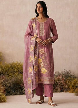 Green Shimmer Silk Embroidered Sequins Straight Pant Suit