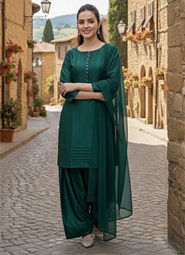 Green Silk Farshi Style Salwar Suit