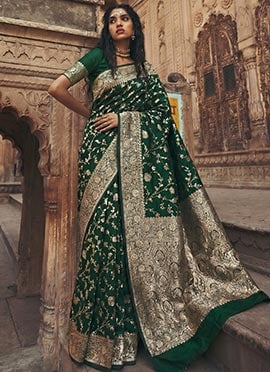 Green Silk Zari Jacquard Woven Saree