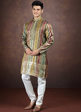 Green Silk Zari Kurta Pyjama