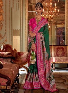Green Silk Zari Printed Saree