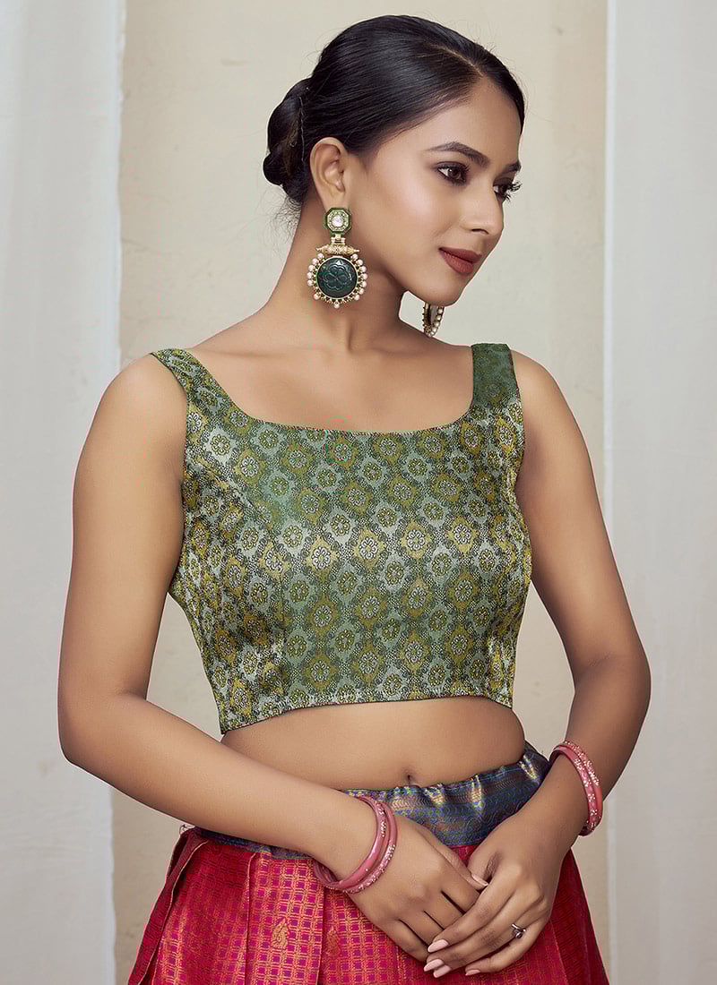 Green Sustainable Banarasi Silk Jacquard Woven Blouse After Six Wear