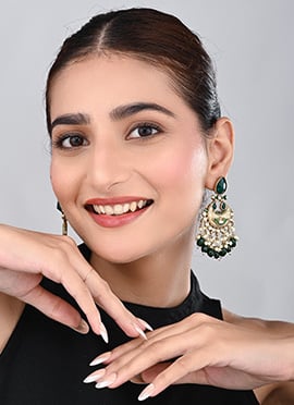 Green Traditional Chaand Bali Earrings