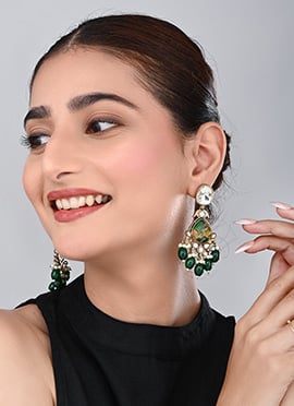 Green Traditional Dangler Earrings