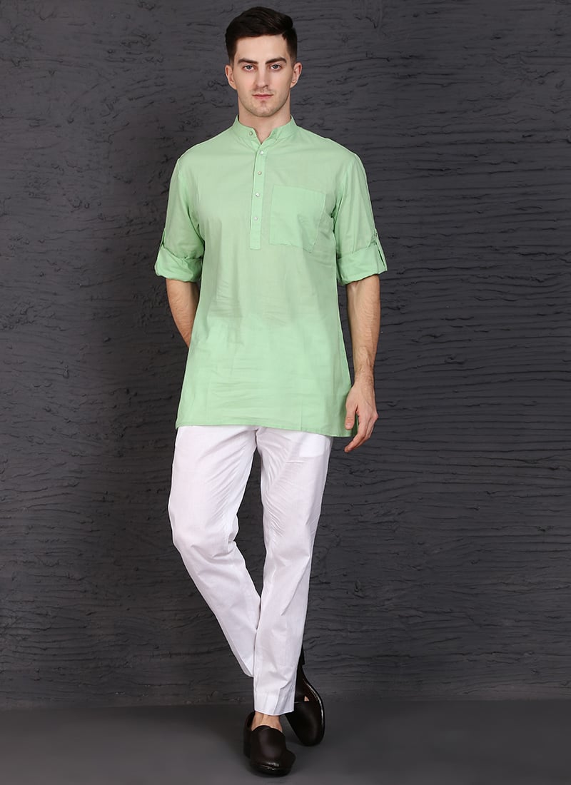 Green Viscose Cotton Kurta