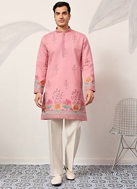 Green Viscose Silk Embroidered Sequins Thread Kurta