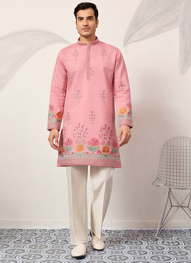 Green Viscose Silk Embroidered Sequins Thread Kurta