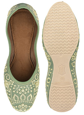 Green Zari Work Juti