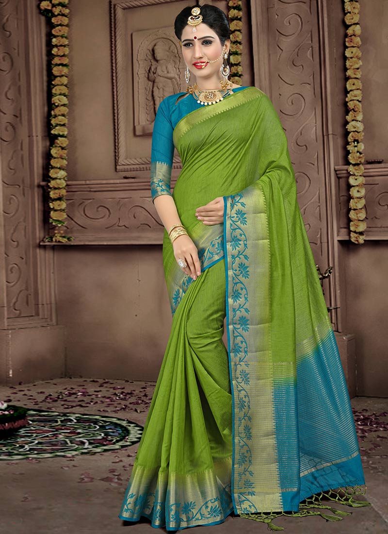 Buy Green Zari Woven Saree, Zari, sari Online Shopping SASAZ1759