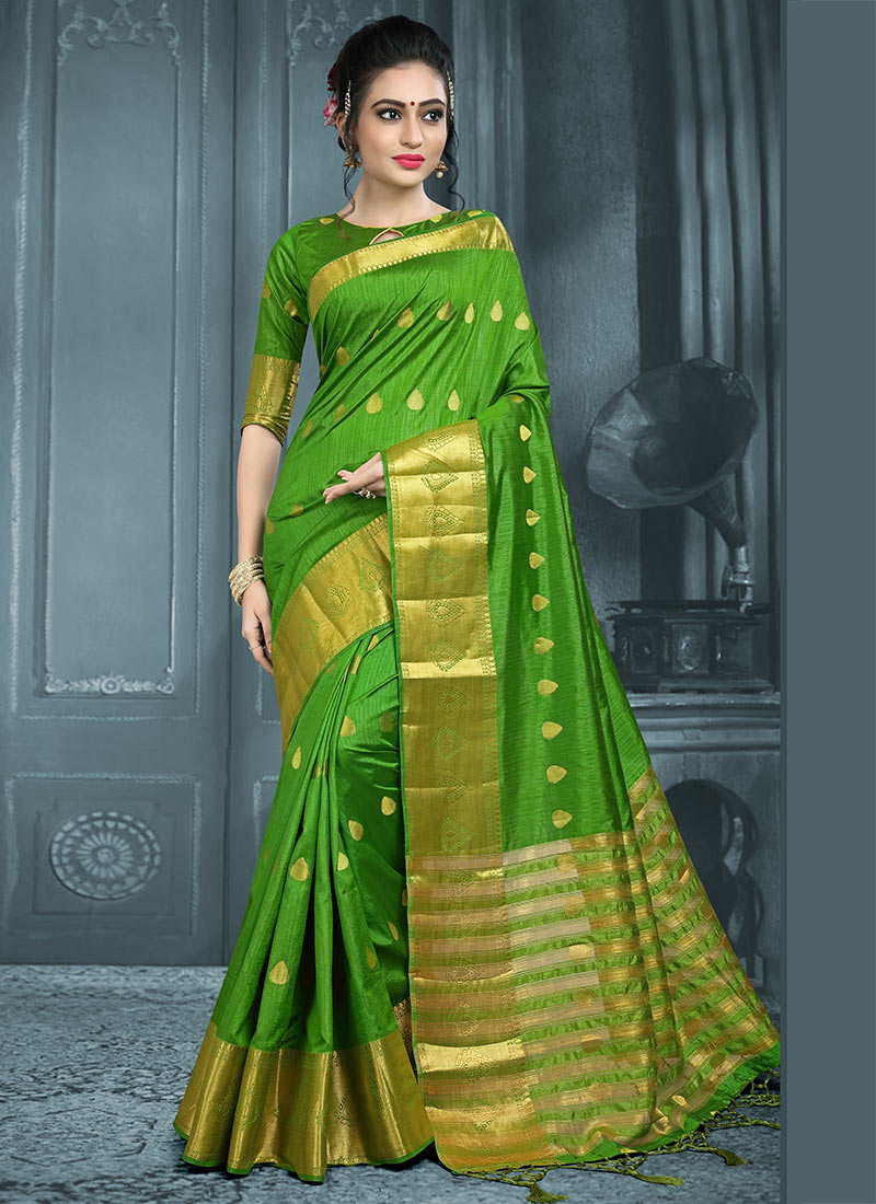 Buy Green Zari Woven Saree, Zari, sari Online Shopping SASAZ1767