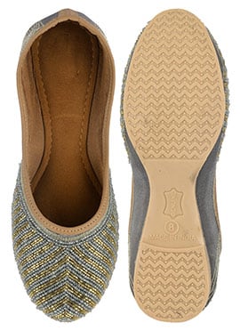 Grey Beads Work Juti