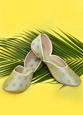 Grey Cotton Silk Jacquard Party Wear Juti